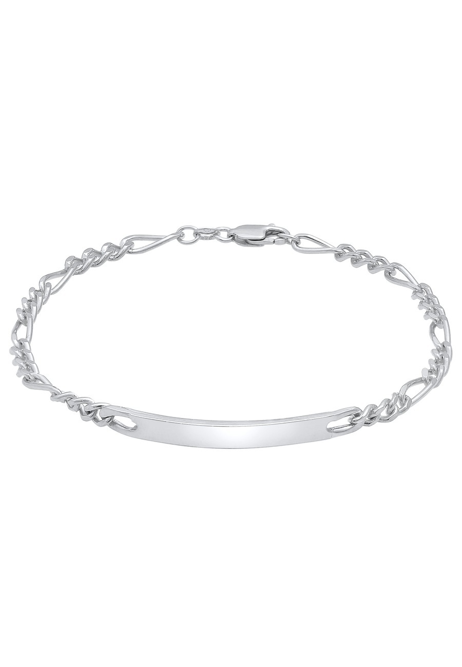 KUZZOI KUZZOI KUZZOI Armband Mannen ID bord Figaro Discreet Classic in 925 Sterling Zilver Mannen sieraden Heren