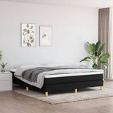 vidaXL Boxspring met matras stof zwart 180x200 cm