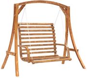 vidaXL Schommelbank vurenhout met teak afwerking