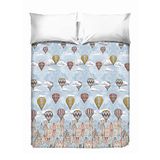 PENSIERI DELICATI Sprei voor tweepersoonsbed, 260 x 280 cm, eenpersoonslaken 100% katoen, ideaal als meubel, dekbed voor 2 eenpersoonsbedden, patroon vliegen, 100% Made in Italy