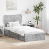 vidaXL Opbergbed met lade Beton Grijs 90 x 190 cm Bewerkt hout