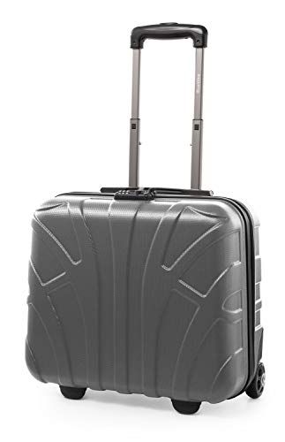 Suitline Pilotenkoffer handbagage harde koffer 2 rollen business trolley, TSA, ABS mat zilver - 4260557734506