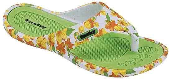 Fashy Dames teenslippers met groene bloemen 38