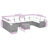 vidaXL 11-delige Loungeset met kussens poly rattan zwart