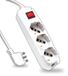 V-TAC Stekkerdoos met schakelaar en 1,5 m lange kabel, 3 stopcontacten, 10/16 A bypass + Schuko-stekker 16 A, stopcontact voor thuis, kantoor, winkel, kleur wit