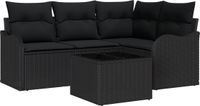 vidaXL Tuinbank Set 5-delig Beige Polyrattan Hoek loungeset Inclusief tafel Zwart 4 zitplaatsen