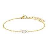 Lucardi Dames Stalen goldplated armband met zirkonia