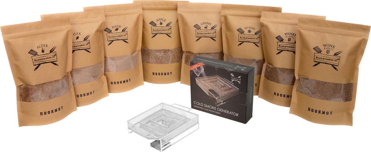 Rookplankje.nl Rookmot Assortiment XXL | Cold Smoke Generator | BBQ | Rookhout