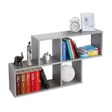 RICOO WM051-PL Wandrek, 100 x 53 x 20 cm, bibliotheek, hangend, grijs