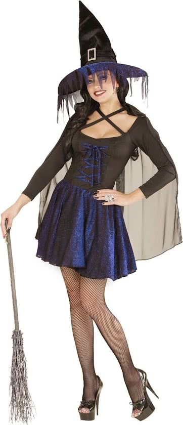 Generik Blauwzwart heksen Halloween kostuum voor dames - Verkleedkleding - Large