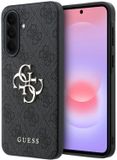 Guess Hoesje geschikt voor Samsung Galaxy A57 - PU Leren Backcover - 4G Print & Metalen Logo - Grijs