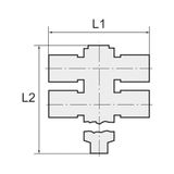 Riegler T-meervoudige verdeler »Blaue serie«, 6-voudig, draaibaar, G 3/8 a., voor slot-buiten-Ø 12 mm, werkdr. Maximale 15 bar, kunststof/MS vern.