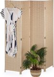 Relaxdays kamerscherm - 4-delig - 170 x 160 cm - opvouwbaar - kunststof - hout - lichtbruin