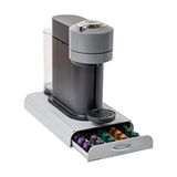 Mind Reader 'Anker' voor 50 Nespresso capsules, zilveren koffiepads opberglade