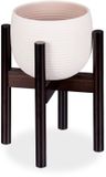 Merkloos Relaxdays plantenstandaard bamboe - verstelbaar - bloempotten tot 32 cm - 35,5 cm hoog - bruin