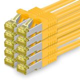 1aTTack.de Cat.7 netwerkkabel 0,5 m geel 10 stuks Cat7 Ethernetkabel netwerk LAN-kabel onbewerkte kabel 10 Gb/s SFTP PIMF LSZH set patchkabel met RJ45-connector Cat.6a