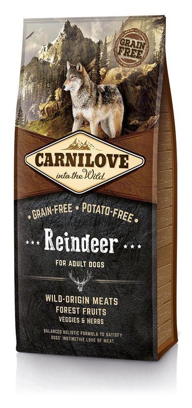 Brit Carnilove Adult Rendier 12kg - Graanvrij Hondenvoer met 70% Vlees!