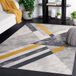 Safavieh Odyssey Collection Tapis moderne à poils courts pour salon, salle à manger, chambre à coucher, gris et noir, 152 x 229 cm