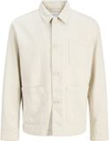 Jack & Jones Overshirt Loose Fit Overshirt Ecru Katoen/Linnen Lange Mouw Borstzak Knopen Mannen XS