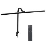 Relaxdays bureaulamp, afstandsbediening & touch, LED dubbele kop, 80 cm breed, klem met zwanenhals, zwart