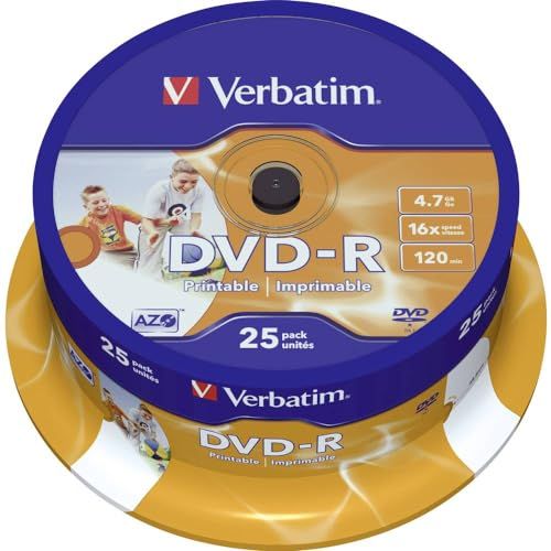 Verbatim DVD-R AZO 4,7 GB - 16x brandsnelheid, bedrukbaar, 25 Pack Spindle