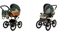 BabyLux® Kinderwagen 2in1 – CLASSIC GOLD - FERN LEAF SILVER FRAME
