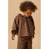 LIL' ATELIER Mini gebloemde blousetop met ruches - bruingroen