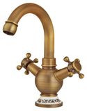 Merkloos Retro Messing Wastafelmengkraan met Twee Handgrepen