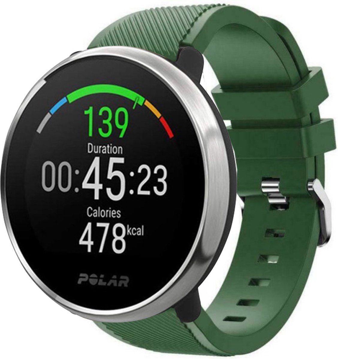 Strap-it Polar Ignite twill siliconen band - legergroen - 8720763480926