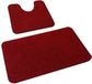 Rururug Set de tapis de bain 2 pièces, tapis de bain en microfibre douce et tapis de toilette avec découpe, tapis de bain antidérapant, set de tapis de bain lavable rouge, 50x80 + 50x40 cm