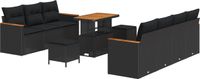 vidaXL Tuinbank Set 10 st Zwart poly rattan