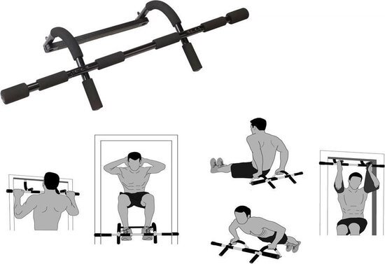 RS Sports Doorway chinningbar Deluxe - Pull up bar - Optrekstang - maximaal gewicht 110 kg - zwart