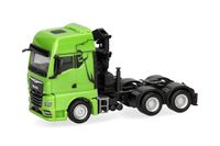 Herpa vrachtwagen model MAN TGX GX trekker met kraan 3-assig, groen, schaal 1:87, voor diorama, modelbouw, verzamelobject, Made in Germany, kunststof