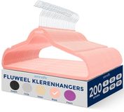 SereneLife Fluwelen hangers, 200 stuks, antislip, roze