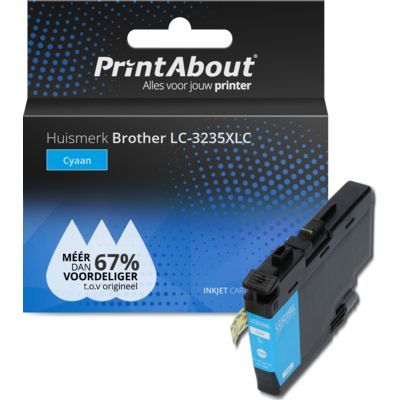 PrintAbout LC-3235XLC Cyaan XL Inktcartridge voor Brother