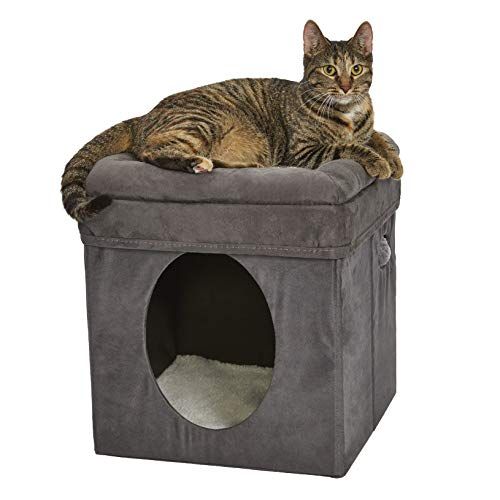 New World Kattenkubus met kattenbedtopper, 155L x 155W x 165H, grijs