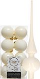 Decoris Kaemingk B.V. Kunststof kerstballen - 4 cm - 17 stuks - wol wit
