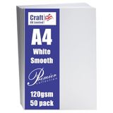 Craft UK, 50 A4-kaarten, glad kartonpapier voor uitnodigingen en meer, 120 g/m², gemaakt in het Verenigd Koninkrijk, duurzame kwaliteit, wit