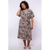 Exxcellent jurk Alani Zand/Dark Brown Zebraprint