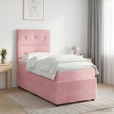 vidaXL Boxspringbed met matras Roze 100 x 200 cm Fluweel