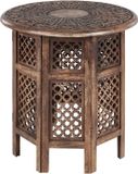 Beliani KUMALI Bijzettafel Rond Mangohout Donkerhout 53 cm