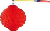 Bellatio Decorations Sint Maarten setje - Rode Aziatische lampion 30 cm met lampionstokje