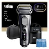 Braun Series 9 PRO+ Elektrisch scheerapparaat, 5 + 1 ultradunne precisiemesjes, SensoAdapt, SmartCare 6-in-1 reinigingscentrum, nat en droog scheerapparaat voor heren, 9667CC