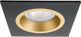 BES LED Spot Armatuur GU10 - Pragmi Rodos Pro - Inbouwspot - Vierkant - Zwart/Goud - Aluminium - 93mm