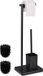 Merkloos Relaxdays Toiletrolhouder staand - met wc-borstel en houder - rvs - zwart