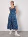 Apricot Midi-jurk met smockwerk en kleine bloemenprint