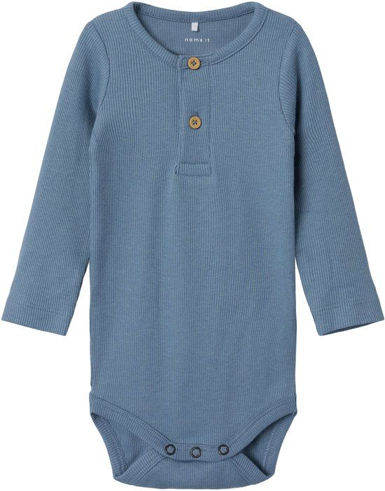 NAME IT NBMKAB LS BODY NOOS Baby Romper Lange mouw Spring Lake 57% biologisch katoen, 38% modal, 5% elastaan
