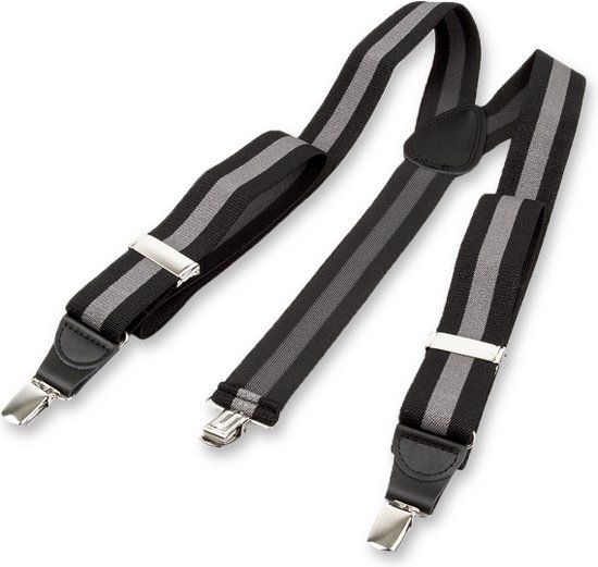 E.L. Cravatte Bretels - Gestreept - Zwart - Grijs - Heren