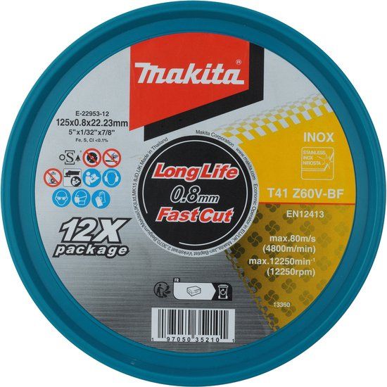 Makita Accessoires Makita doorslijpschijf 125x0,8 mm INOX - E-22953-12