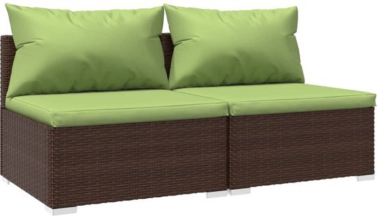 vidaXL 2-delige Loungeset met kussens poly rattan bruin